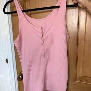 A New Day Pink Ribbed Sleeveless Tank Top